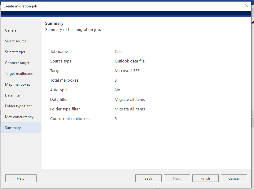 review the pst import job